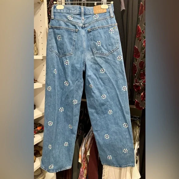 Madewell Perfect Vintage Wide-Leg Crop Jeans Floral Design, XS, size 26 - Picture 2 of 5